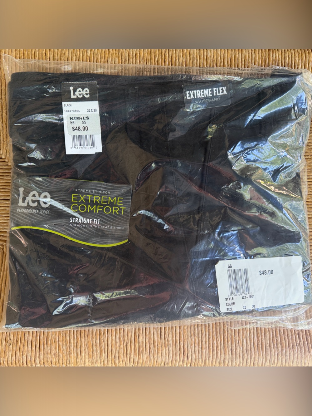Lee Extreme Comfort Straight Fit Pants - Black